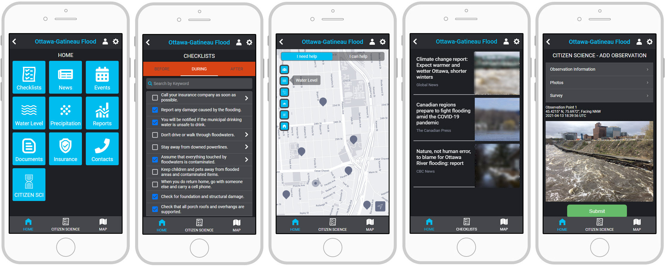 Citizen Flood Mobile App all screens Citizen Flood Mobile App all screens